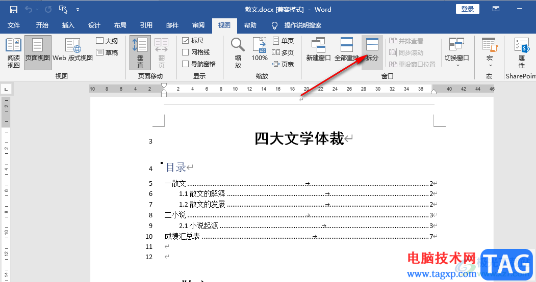 Word分屏顯示的方法
