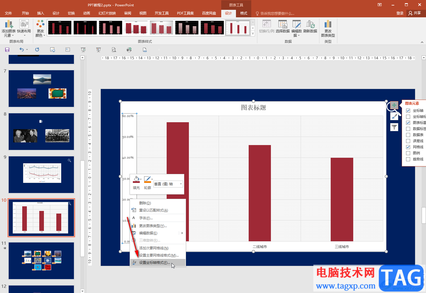 PPT更改圖表坐標軸小數(shù)位數(shù)的方法教程