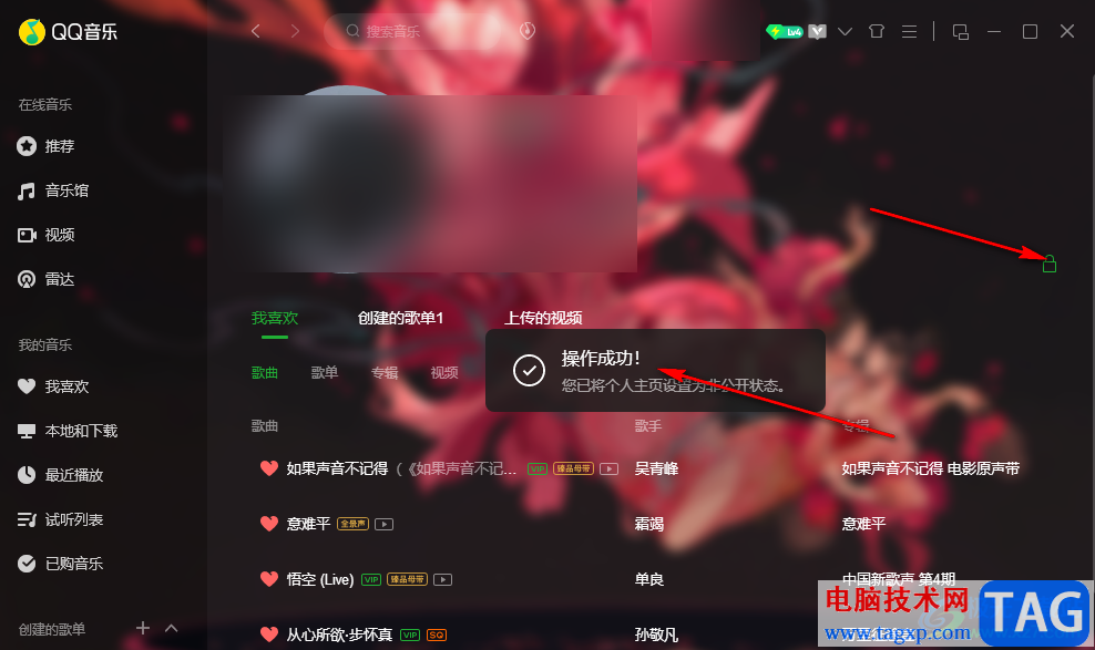 QQ音樂(lè)隱藏個(gè)人主頁(yè)的方法