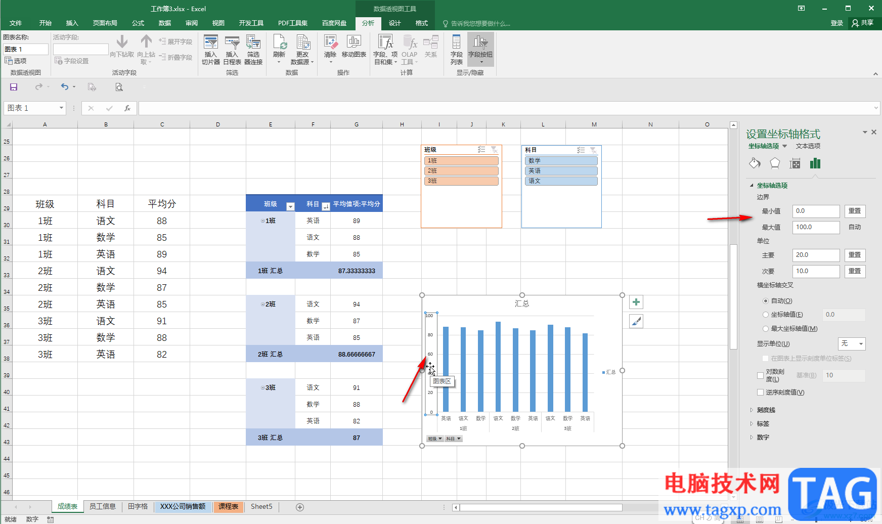 Excel數(shù)據(jù)透視圖把縱坐標軸移到右邊的方法教程