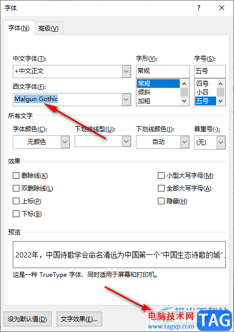 Word設(shè)置西文字體的方法