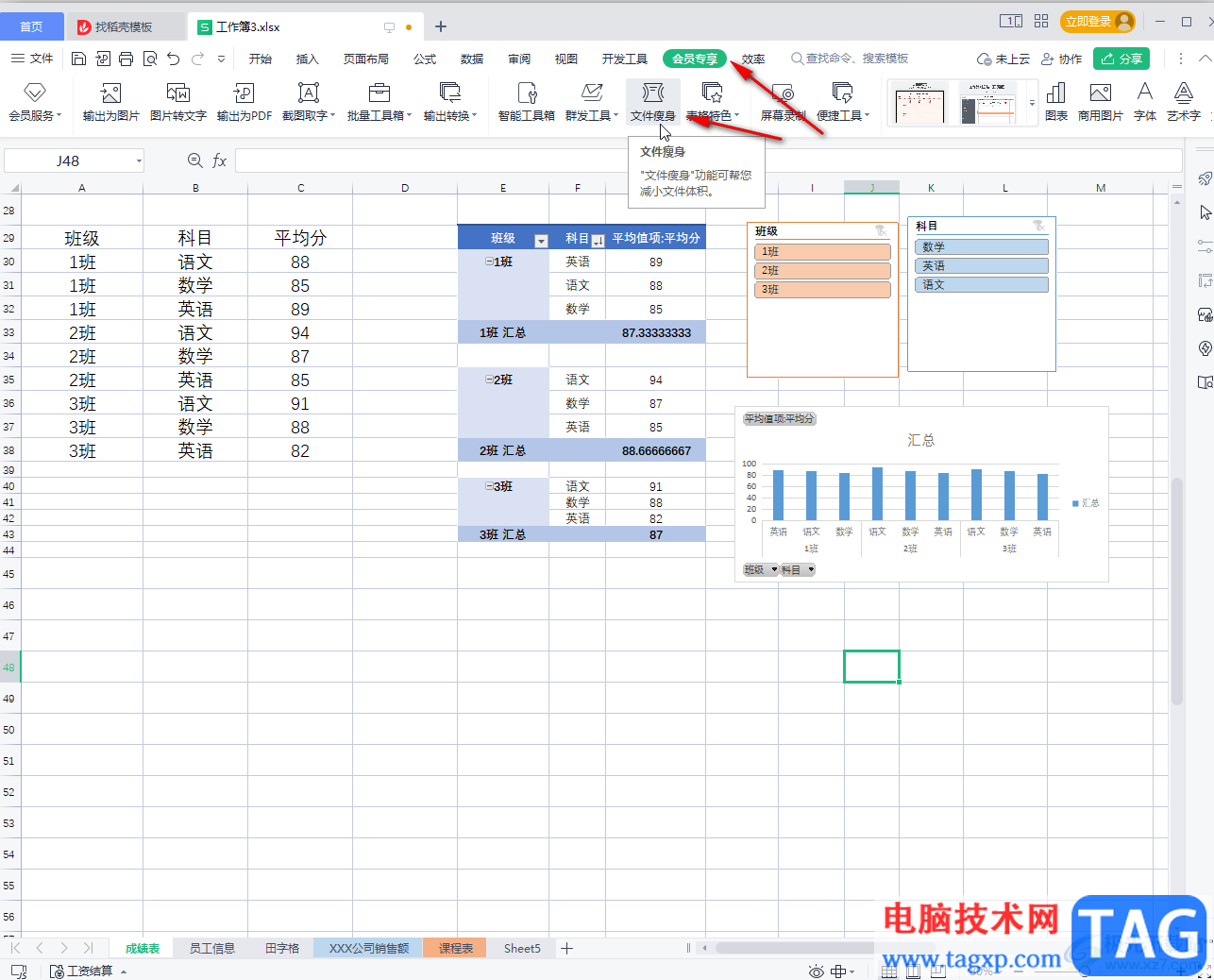 WPS Excel使用瘦身功能的方法教程