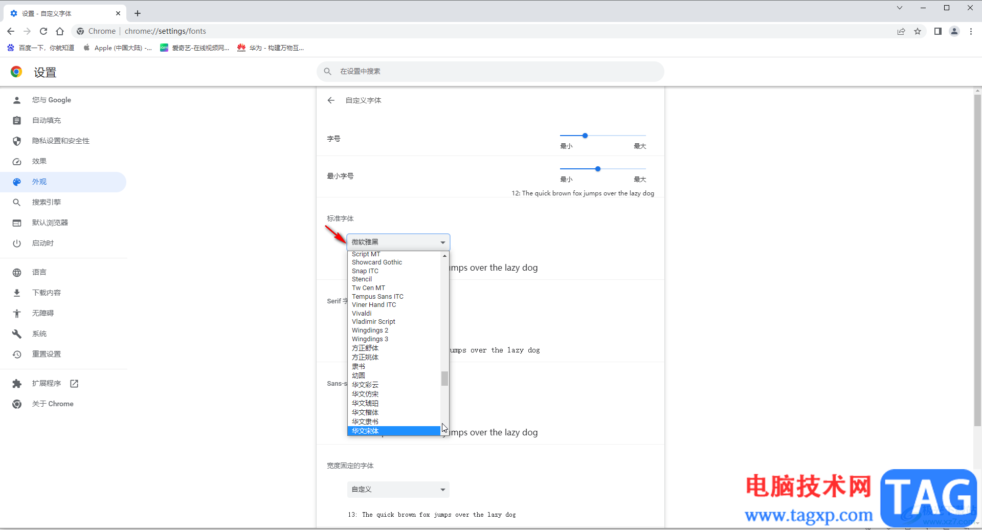 Google Chrome設(shè)置字體的方法教程