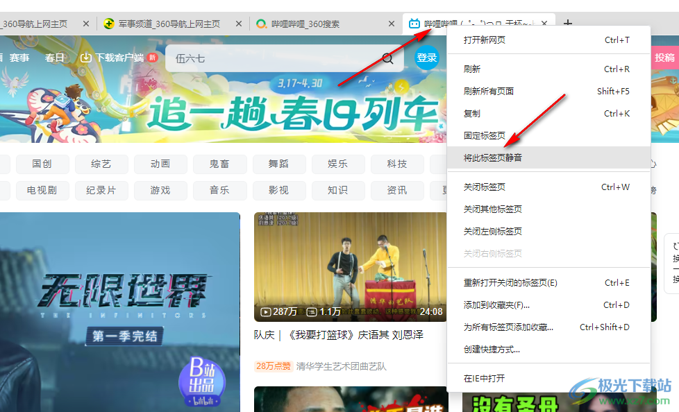 360極速瀏覽器將網(wǎng)站靜音的方法