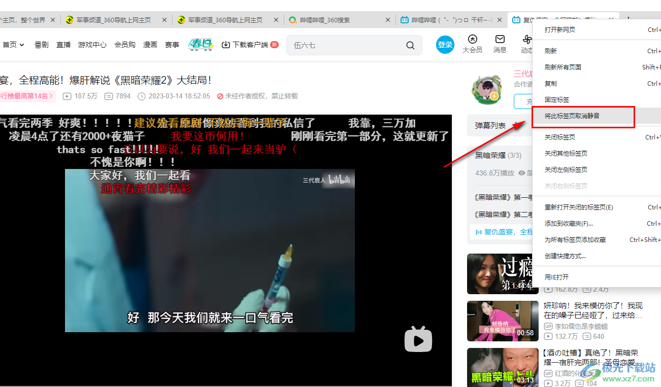 360極速瀏覽器將網(wǎng)站靜音的方法