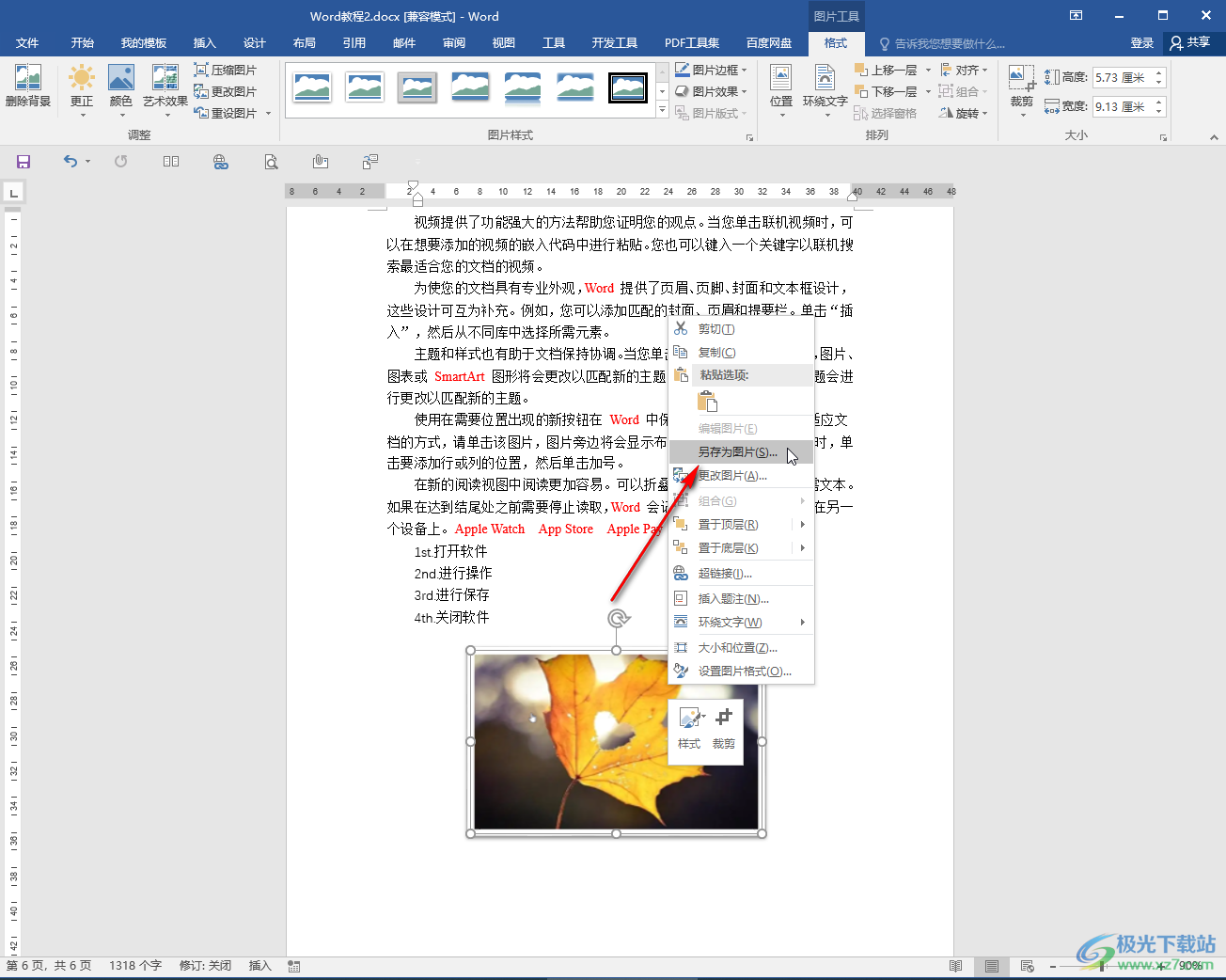Word文檔將圖片另存為JPG格式的方法教程