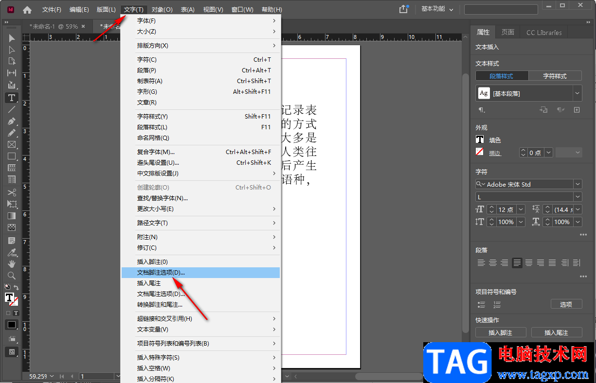 indesign文檔插入腳注并設(shè)置分割線的方法