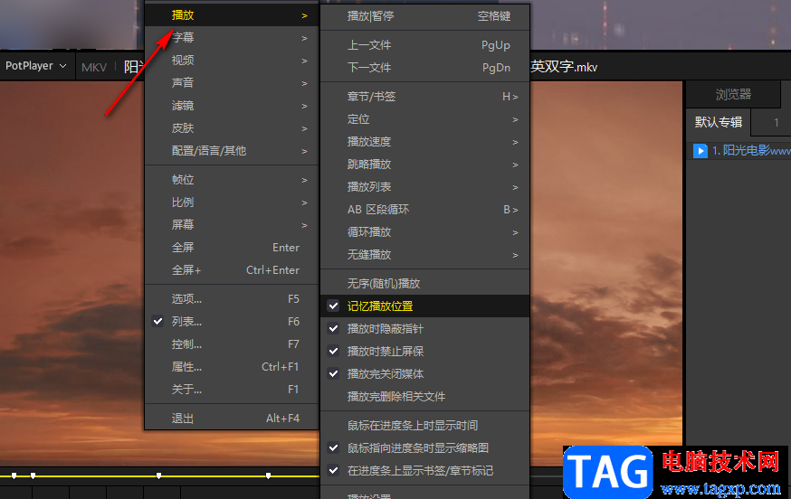 PotPlayer使用書簽自動跳轉(zhuǎn)視頻的方法