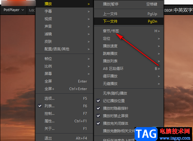 PotPlayer使用書簽自動跳轉(zhuǎn)視頻的方法