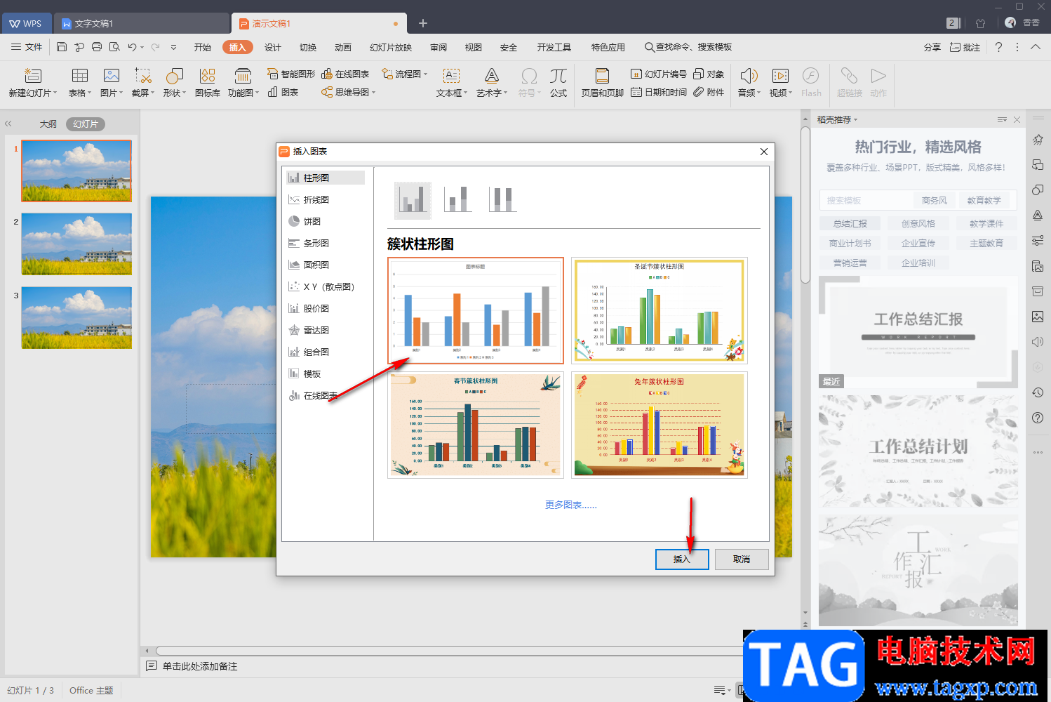 WPS PPT制作柱形圖的方法