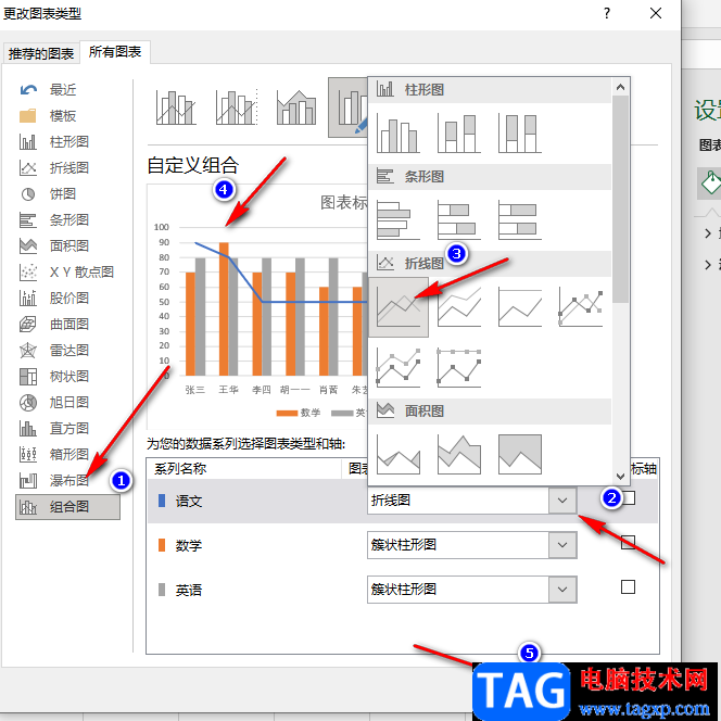 Excel將柱狀圖和折線圖放在一起的方法