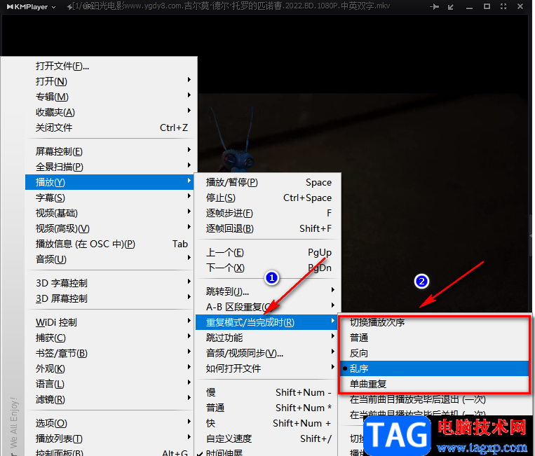 Kmplayer循環(huán)播放視頻的方法