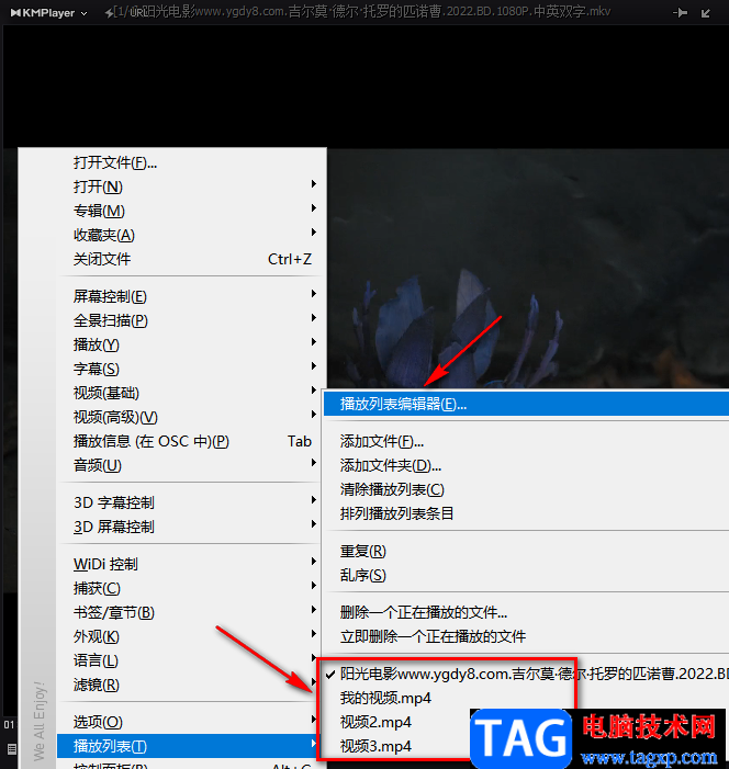 Kmplayer打開播放列表的方法