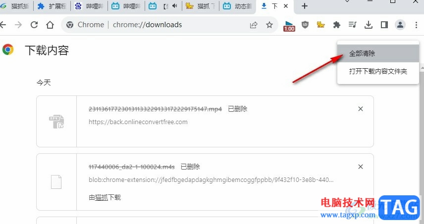 谷歌瀏覽器一鍵清除所有下載記錄的方法