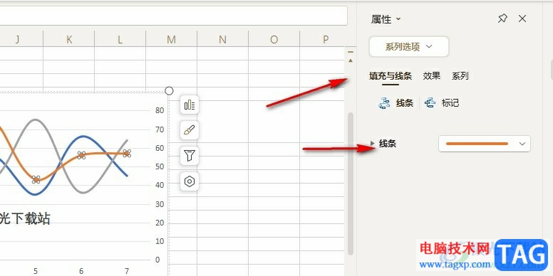 WPS Excel折線圖設(shè)置為虛線的方法