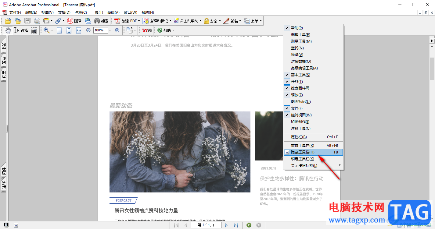Adobe Acrobat 7.0隱藏功能區(qū)的方法