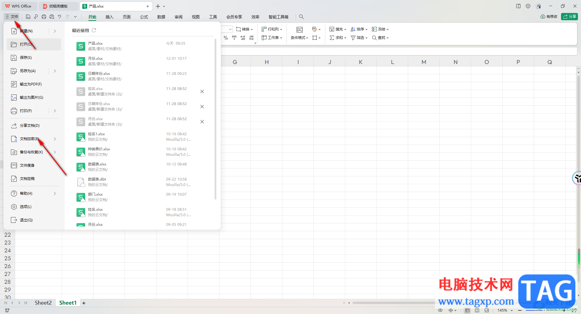 WPS Excel設(shè)置密碼加密的方法