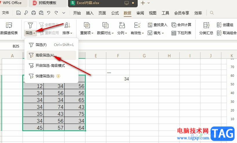 WPS Excel進(jìn)行高級篩選的方法