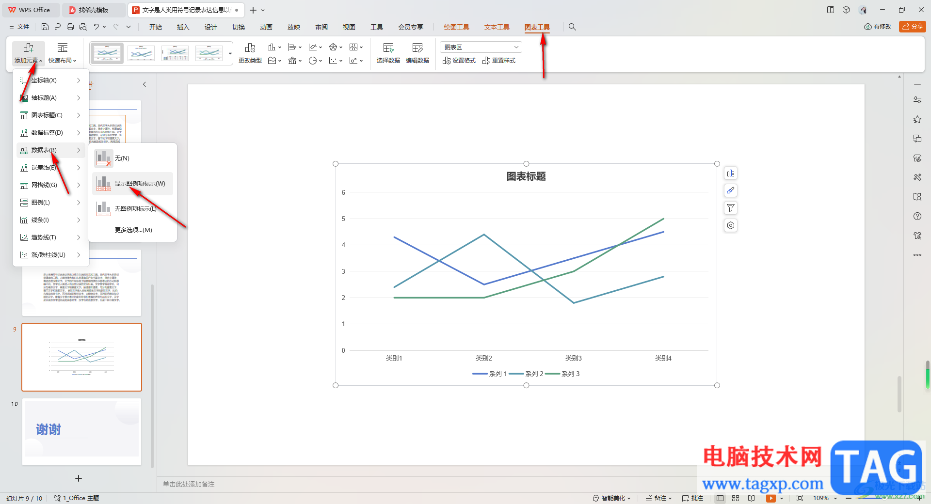 WPS ppt圖表中展示圖表對應(yīng)的表格數(shù)據(jù)的方法