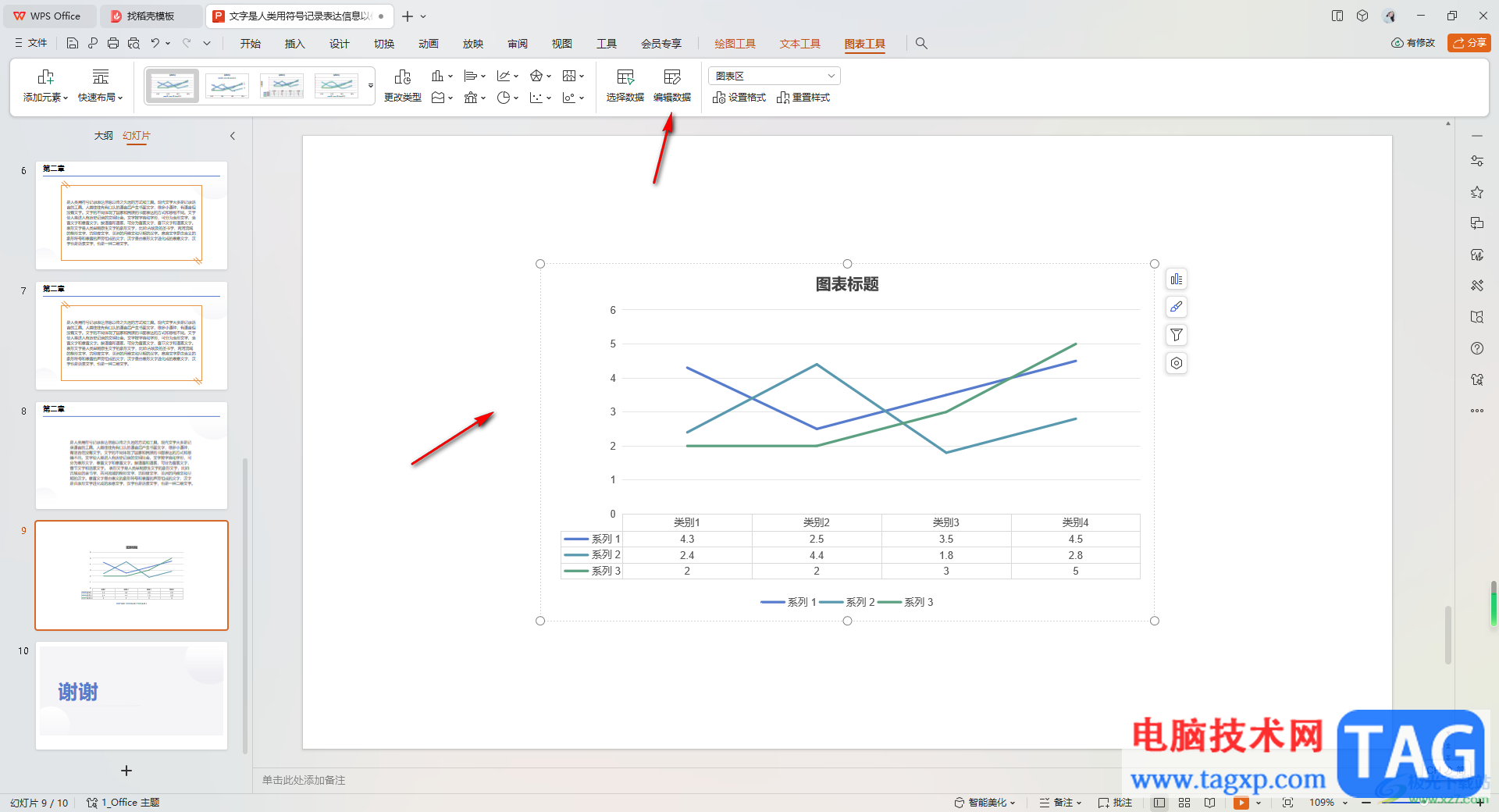 WPS ppt圖表中展示圖表對應(yīng)的表格數(shù)據(jù)的方法