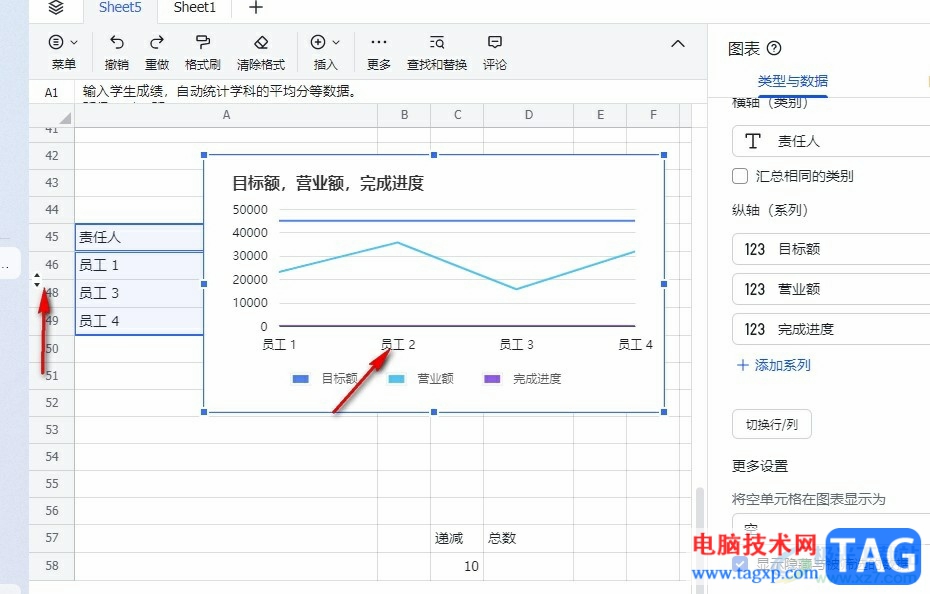 飛書在圖表中顯示被隱藏的數(shù)據(jù)的方法