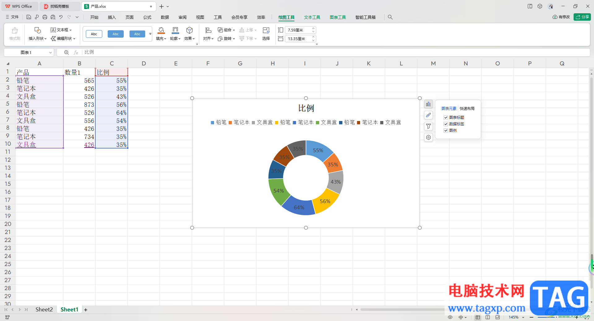 WPS Excel插入圓環(huán)圖的方法