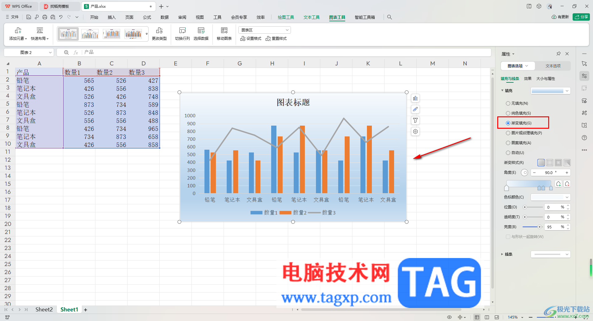 WPS Excel圖表設(shè)置漸變填充的方法