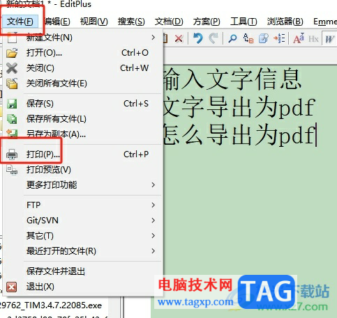 editplus將文本輸出為pdf的教程