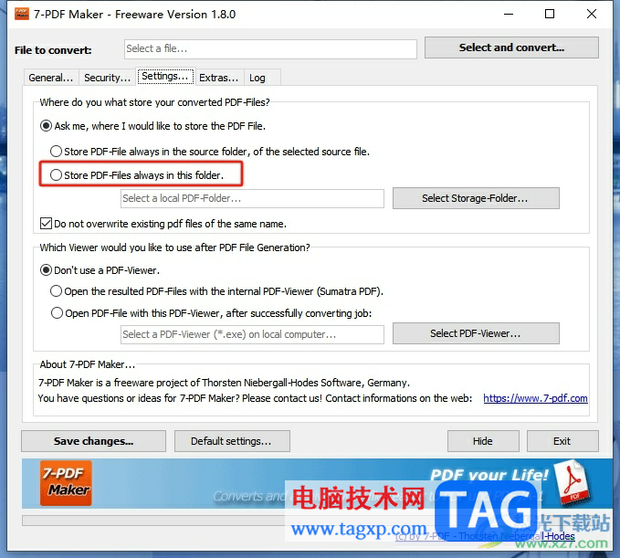 7-PDF Maker設(shè)置pdf文件的默認(rèn)存儲(chǔ)位置的教程