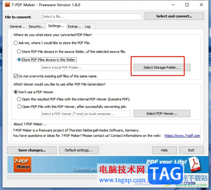 7-PDF Maker設(shè)置pdf文件的默認(rèn)存儲(chǔ)位置的教程