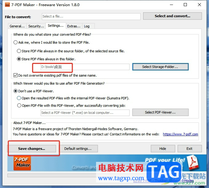 7-PDF Maker設(shè)置pdf文件的默認(rèn)存儲(chǔ)位置的教程