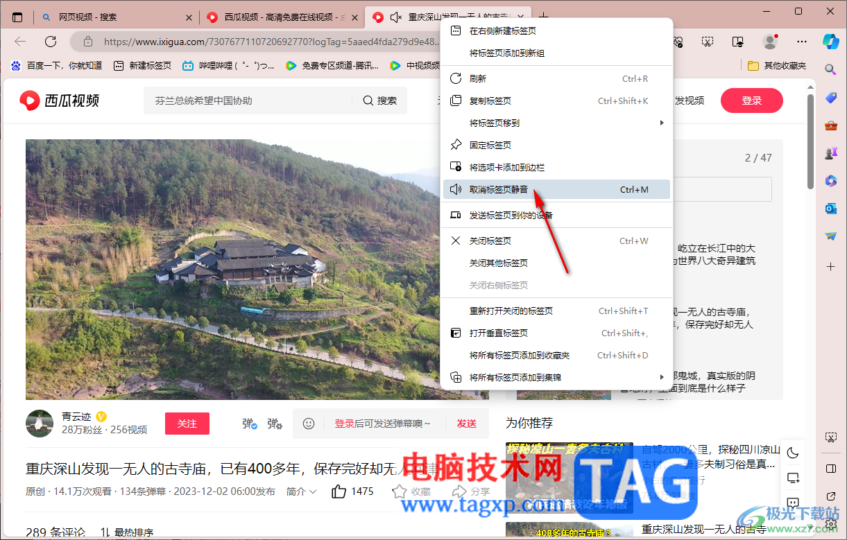 edge瀏覽器設(shè)置某一個(gè)標(biāo)簽頁(yè)聲音為靜音的方法