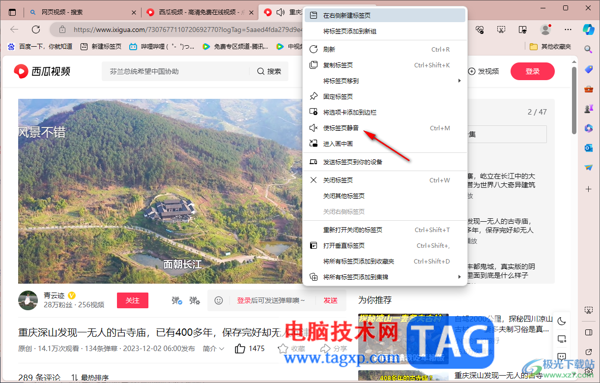 edge瀏覽器設(shè)置某一個(gè)標(biāo)簽頁(yè)聲音為靜音的方法