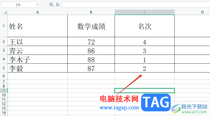 ?wps表格給成績排名次的教程
