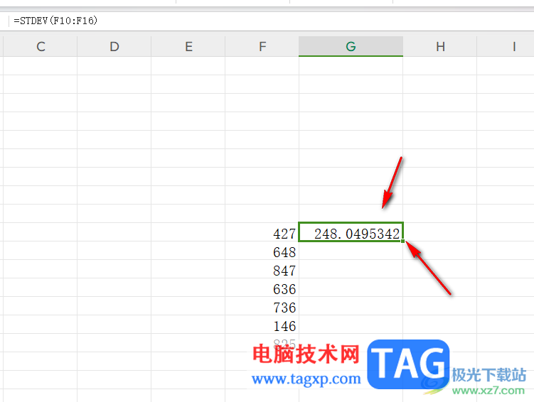 WPS Excel表格如計算標準偏差的方法