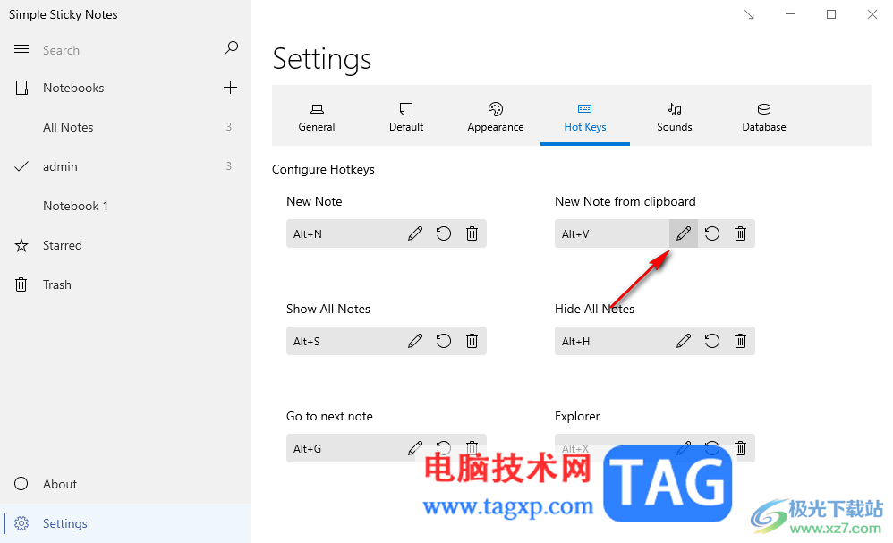 Simple Sticky Notes設(shè)置快捷鍵的方法