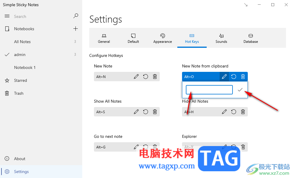 Simple Sticky Notes設(shè)置快捷鍵的方法