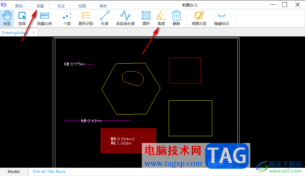 豹圖CAD測(cè)量圖形角度的方法