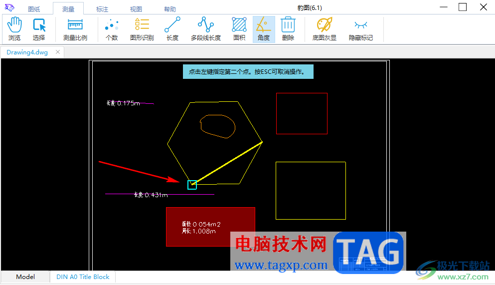 豹圖CAD測(cè)量圖形角度的方法