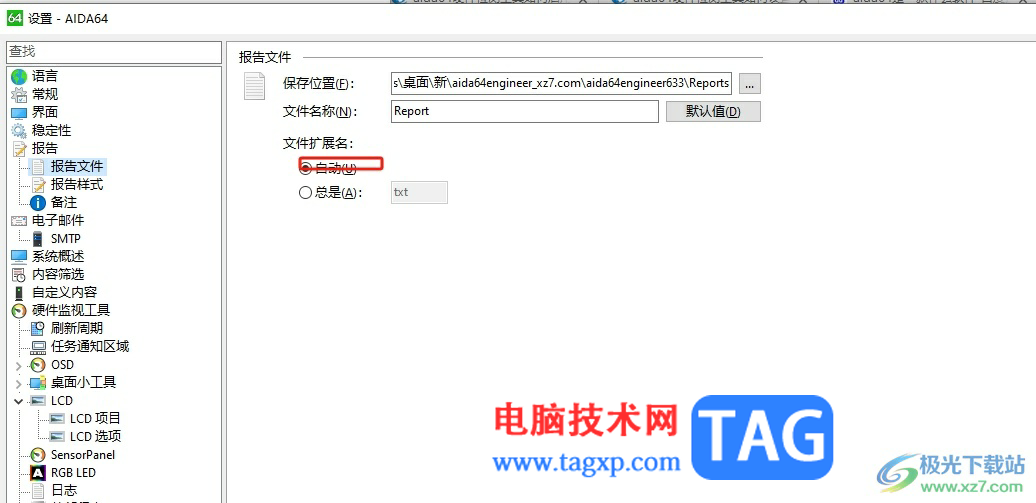 aida64將文件擴(kuò)展名設(shè)置為自動的教程