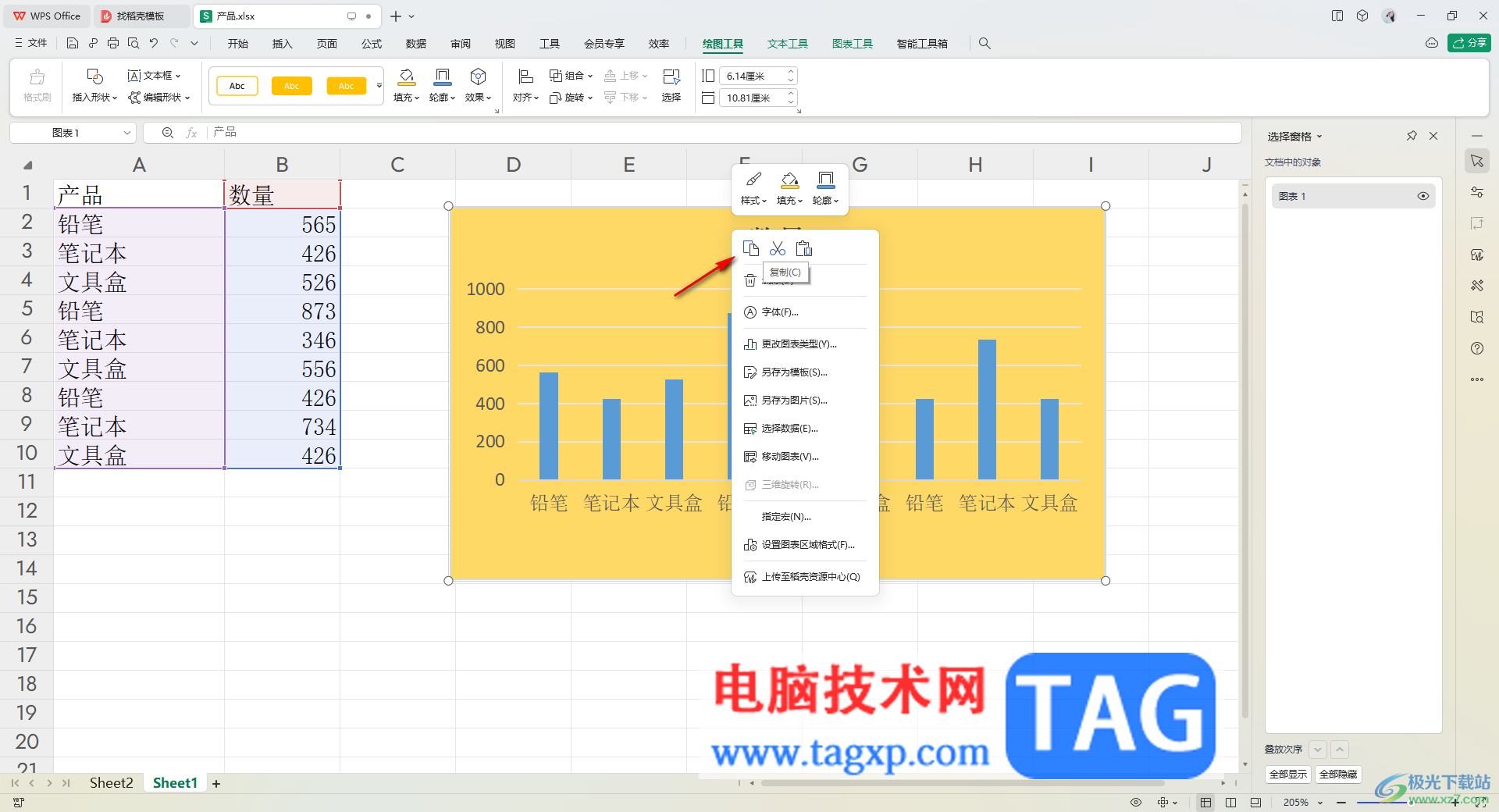 WPS Excel圖表復(fù)制圖表和復(fù)制圖表格式的方法