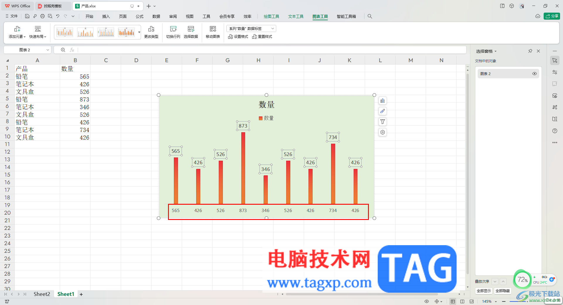 WPS Excel圖表更改坐標軸標簽的方法