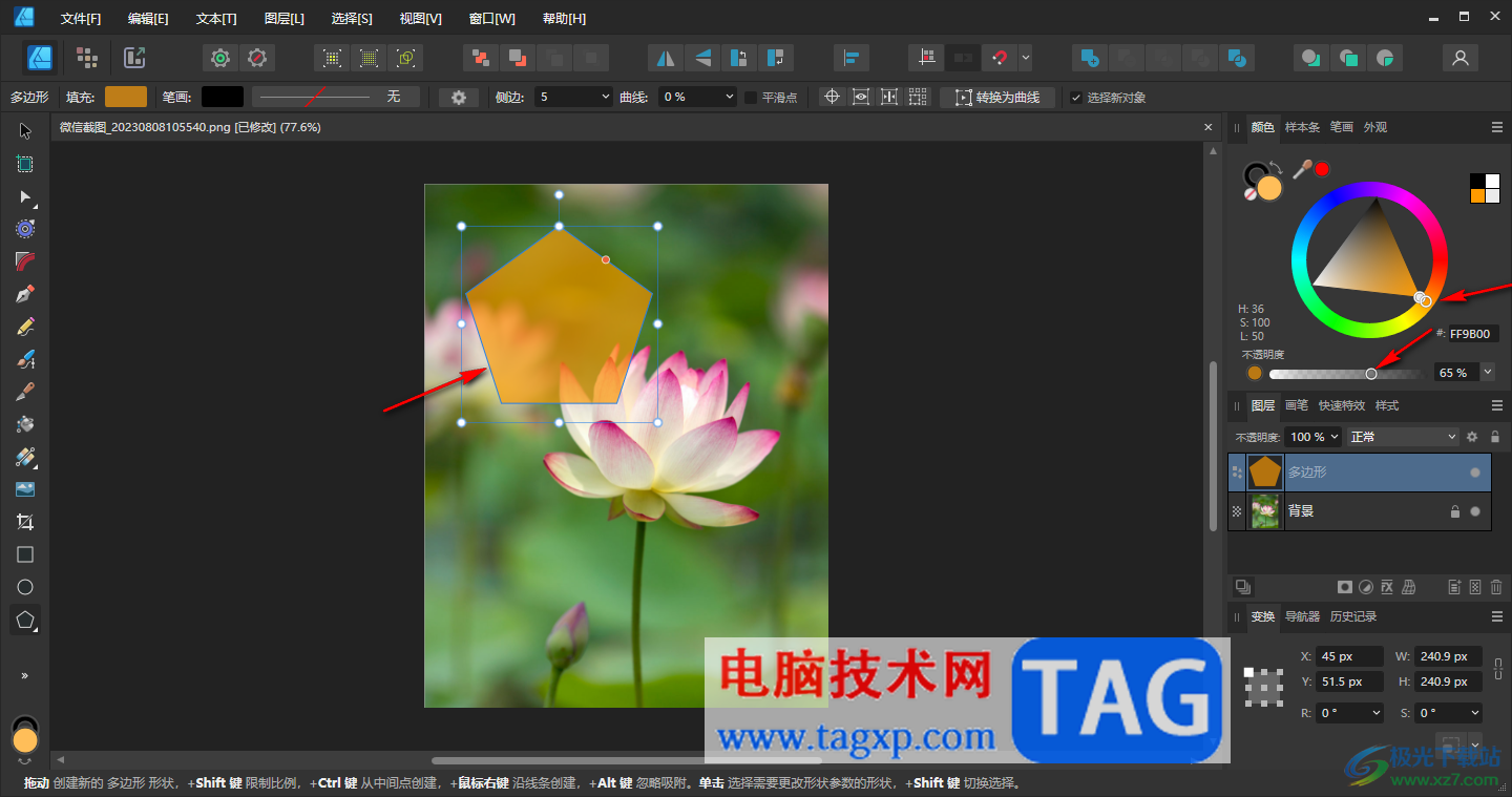 Affinity Designer2在圖片上插入圖形的方法
