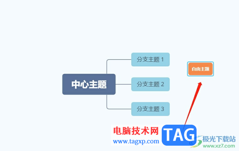 xmind將自由主題變成子主題的教程