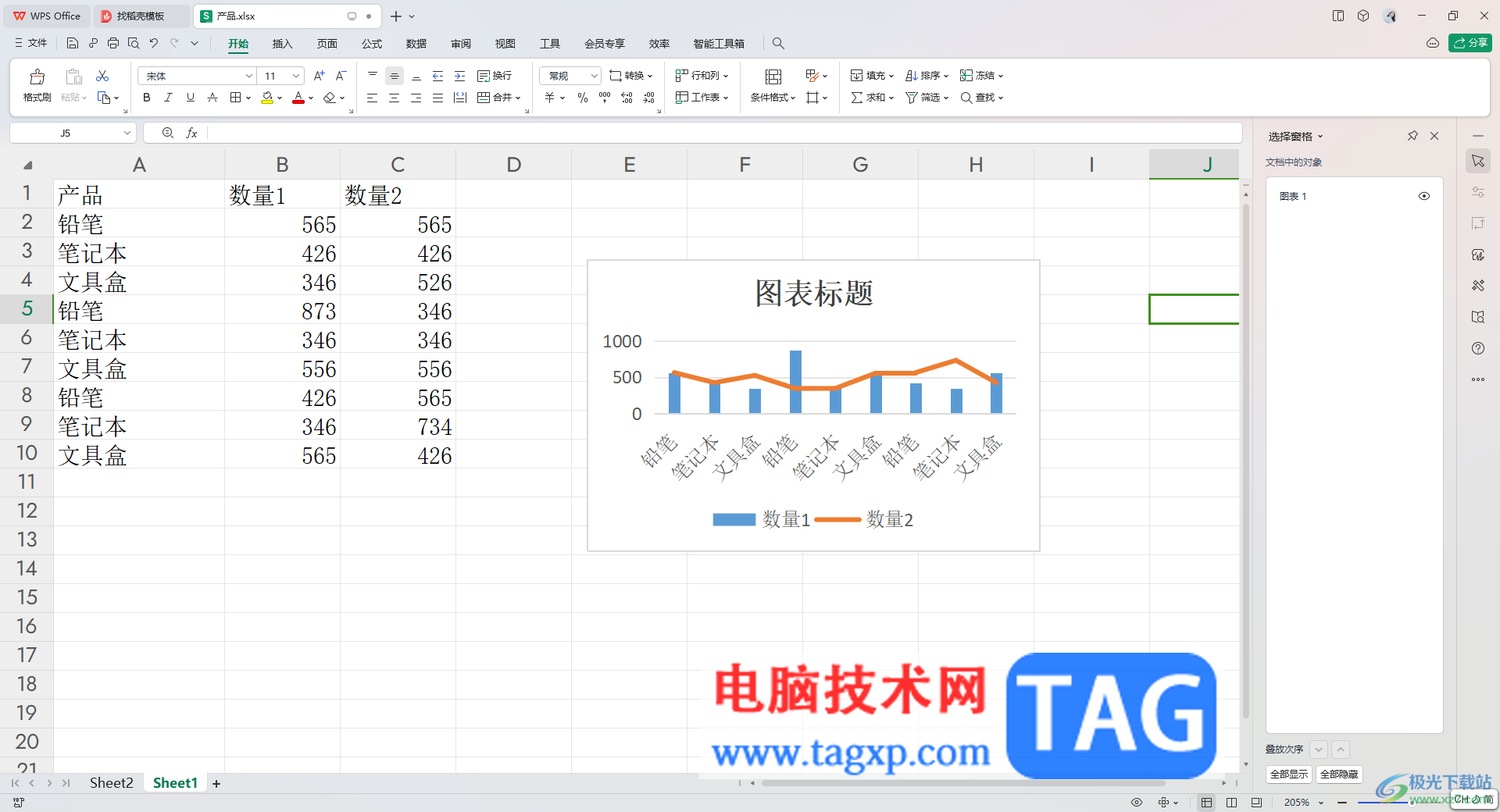 wps excel在柱形圖上添加折線的方法