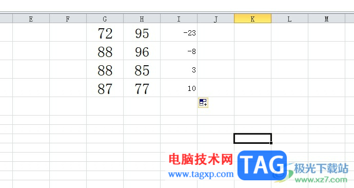 ?excel表格中的兩列相減的教程