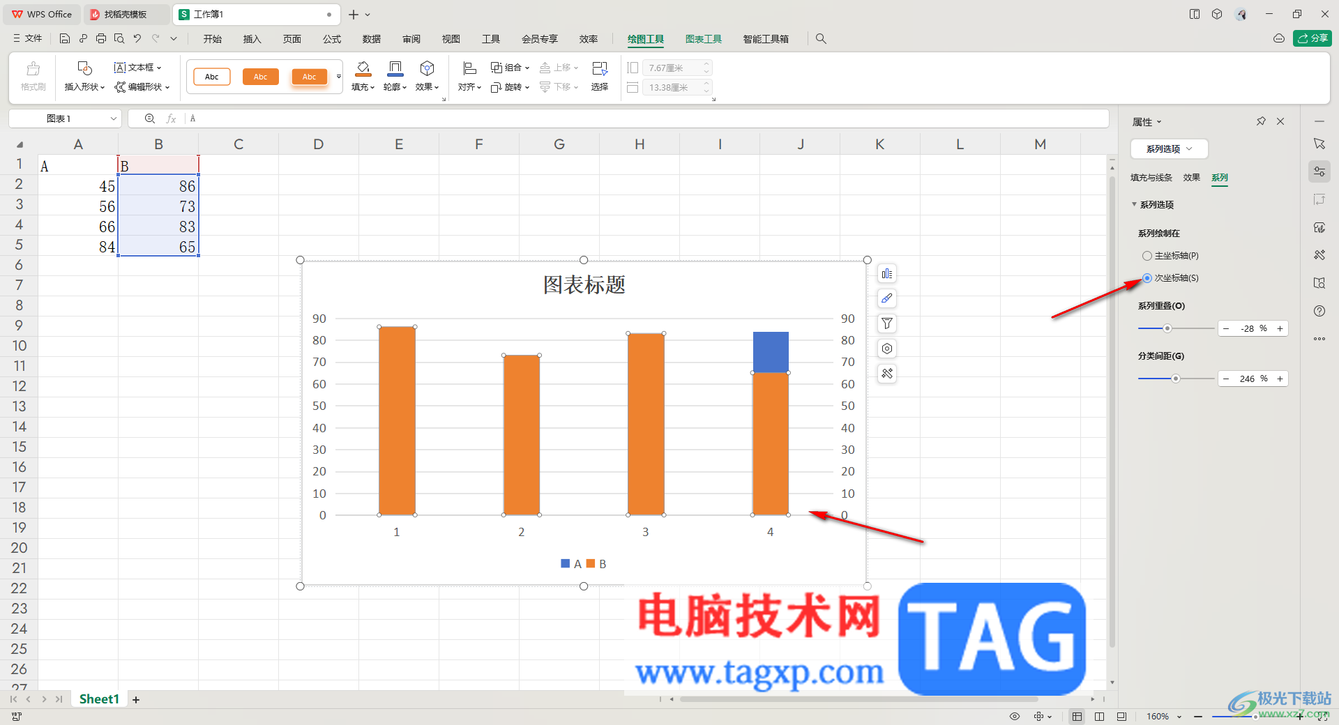 WPS Excel圖表添加次坐標(biāo)軸的方法