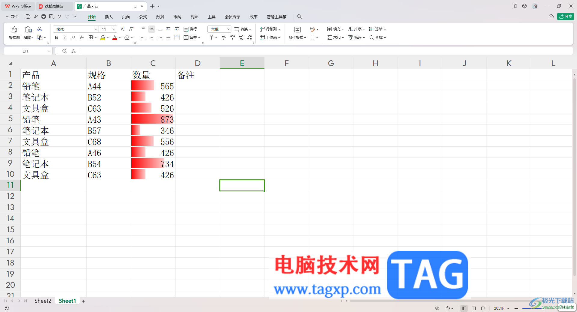 WPS表格用進(jìn)度條表示內(nèi)容的方法