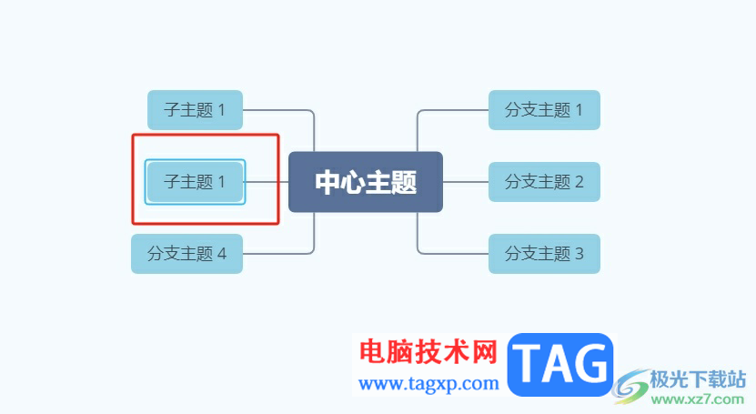 xmind在兩個子主題之間加剪頭的教程