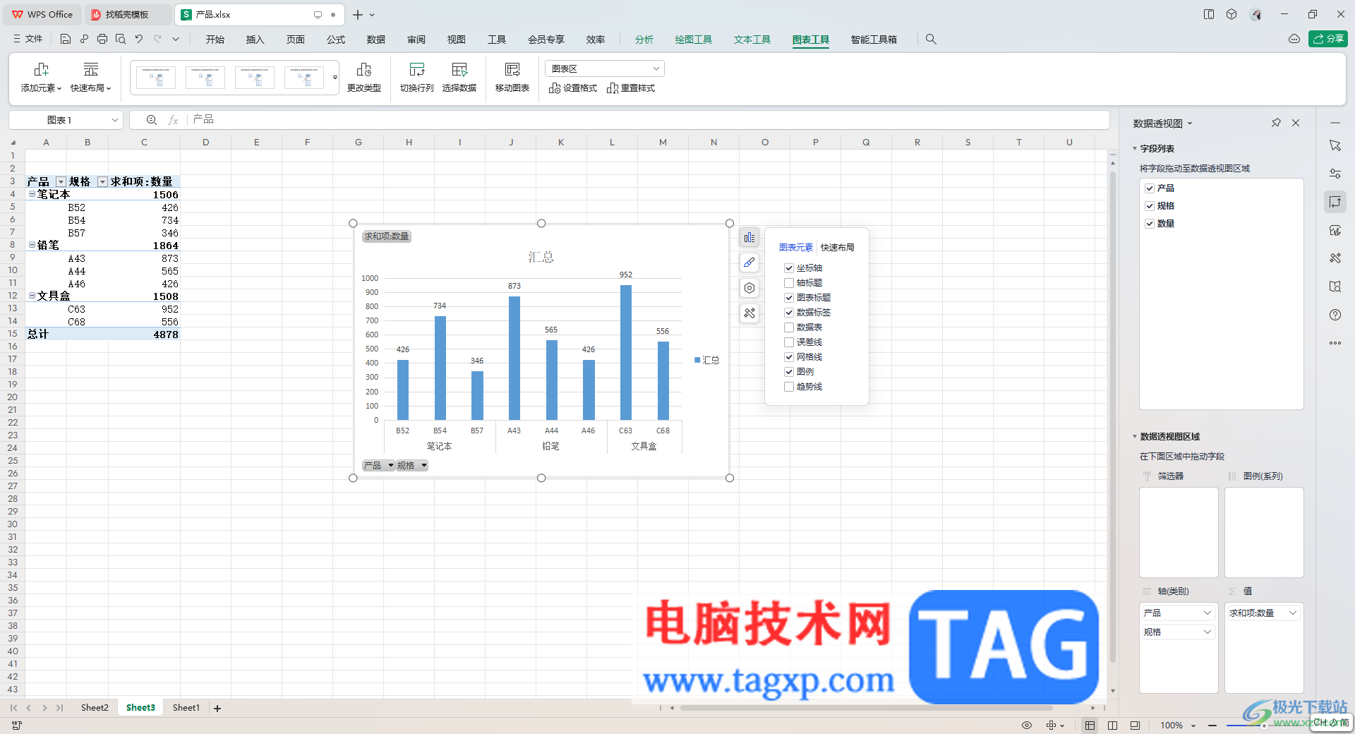 WPS Excel透視圖添加數(shù)據(jù)標(biāo)簽的方法